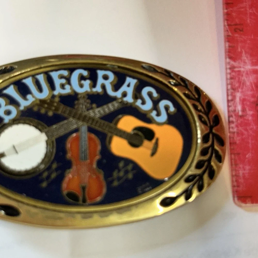 Blue Grass Solid Brass Belt Buckle made by Heritage
